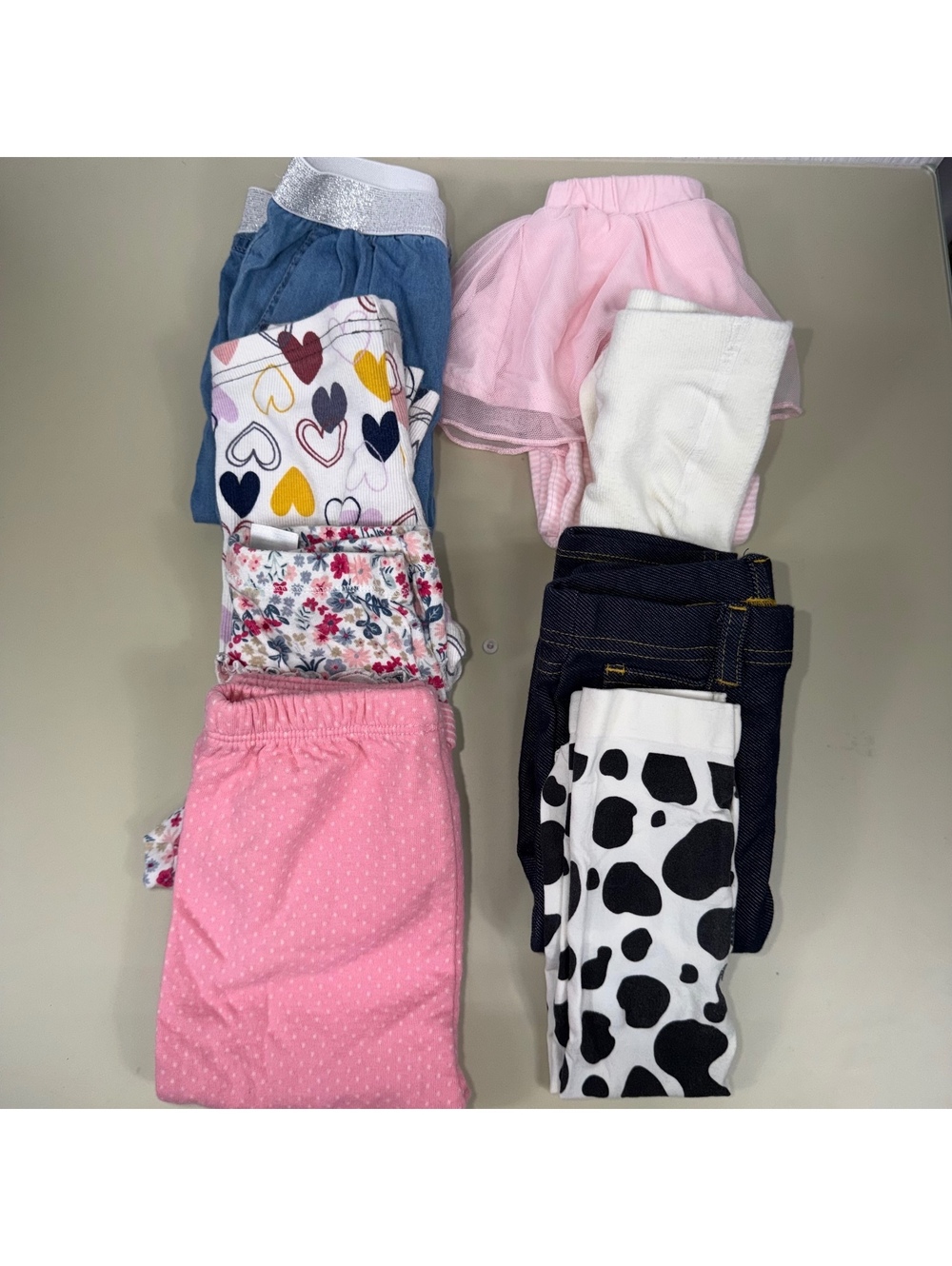 Baby Girl 12M Pants Leggings & Tights Lot 8 Pieces